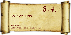 Balics Ada névjegykártya
